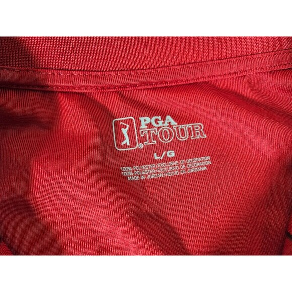 PGA TOUR Golf Men's Red Striped Short Sleeve Regular Polo Shirt Size Large - Picture 3 of 8